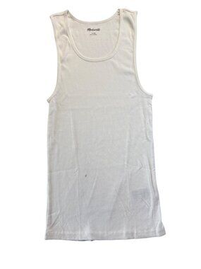 Madewell Mens Ribbed Tank~Size M~Soft White Regular Fit Top DAMAGE NWD L13 20